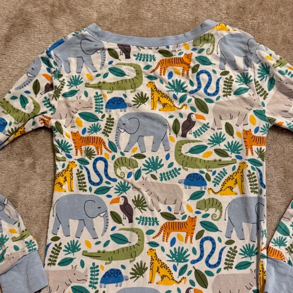 Little Sleepies Safari Bamboo Viscose Pajama Set 3T Blue Jungle Animal Print